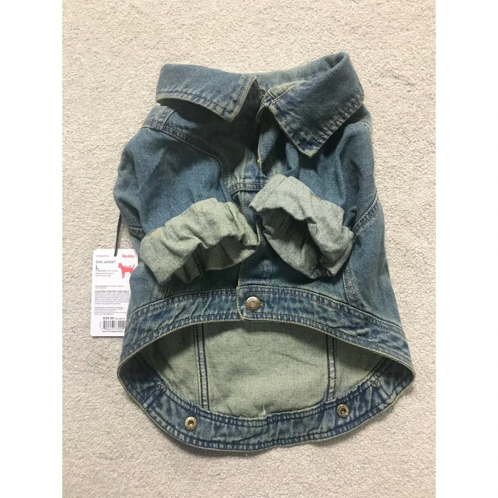 Reddy‎ Denim Dog Jacket Cute Pet Jean Coat Puppy Apparel Outfit Large NWT
